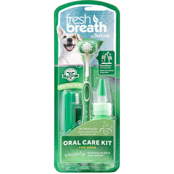 TropiClean Fresh Breath Oral Care Brushing Kit for Dogs 2oz