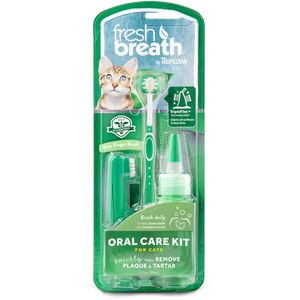 TropiClean Fresh Breath Oral Care Brushing Kit for Cats 2oz