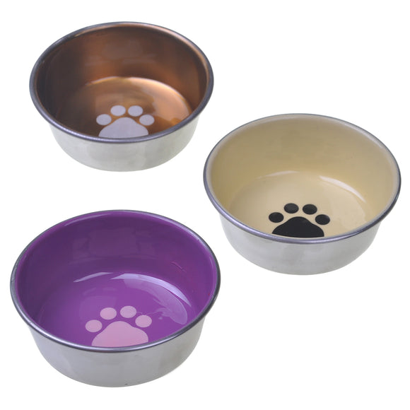 Stainless Steel Decorated Enamel Dish 8OZ |Cat