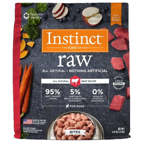 INSTINCT Raw Signature Dog 95% Beef Bites 1.82Kg