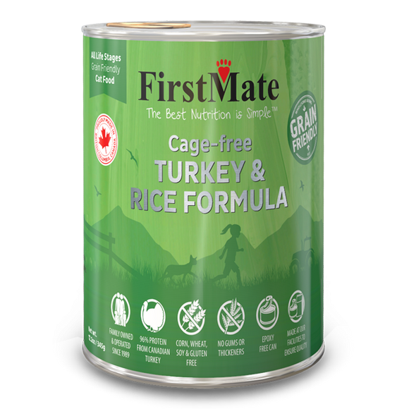 FirstMate Cat Grain Friendly Cage Free Turkey/Rice 12/12.2 oz