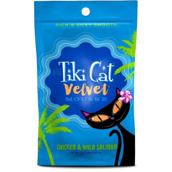 Tiki Cat Velvet Mousse GF Chick/Wild Salmon 12/2.8 oz Pouch
